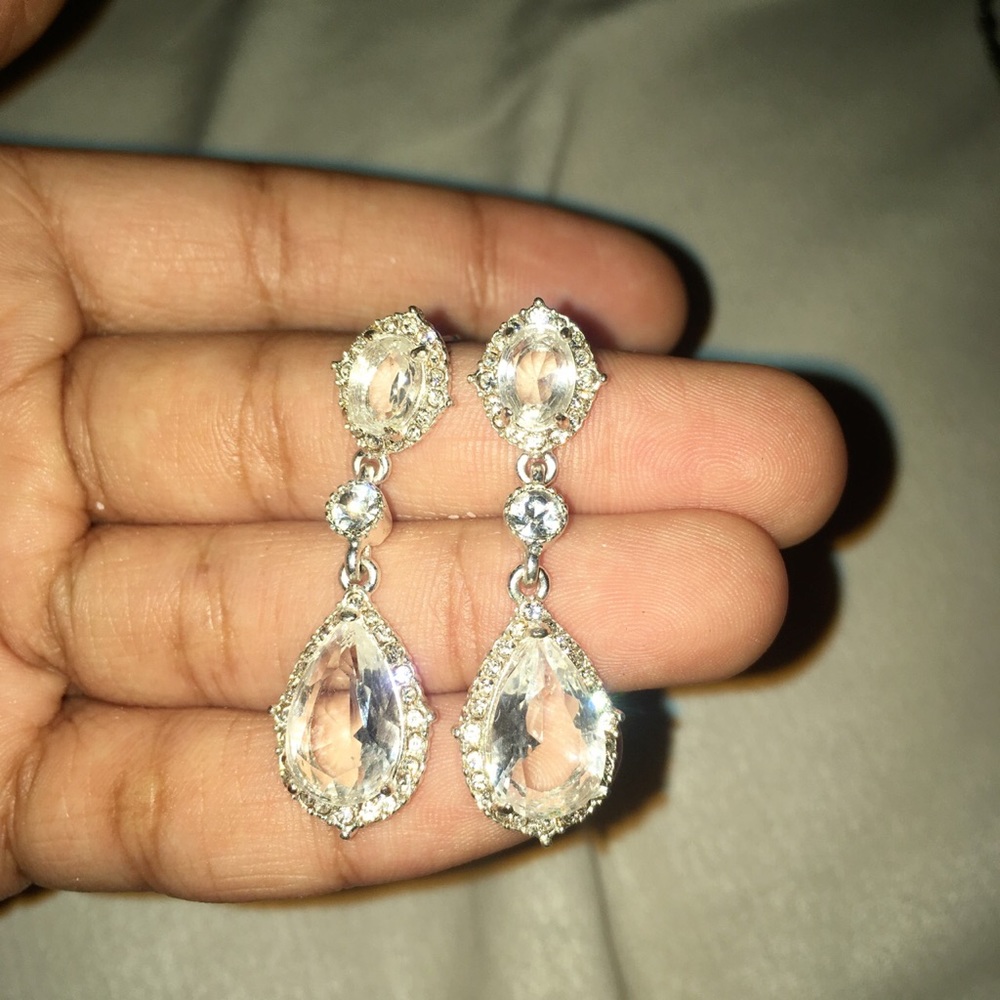 Sparkly silver dangle earrings